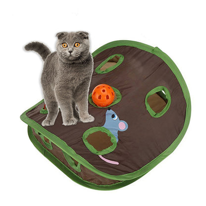 Interactive Cat Tunnel Toy – 9-Hole Hide & Seek Mouse Hunt for Smart Kittens