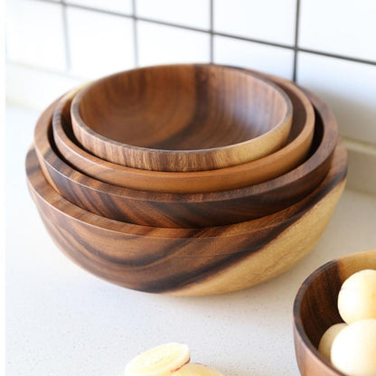 Natural Wooden Bowl – Perfect for Salad, Fruit & Food Storage | Handmade Kitchen & Restaurant Utensil