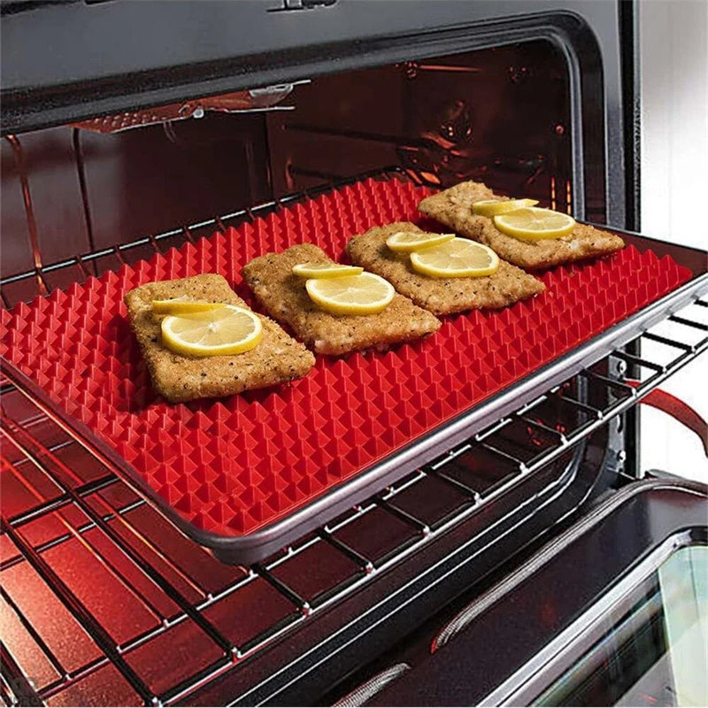 Non-Stick Silicone Pyramid Baking Mat – Heat-Resistant Grid Cooking Mat for Oven & BBQ