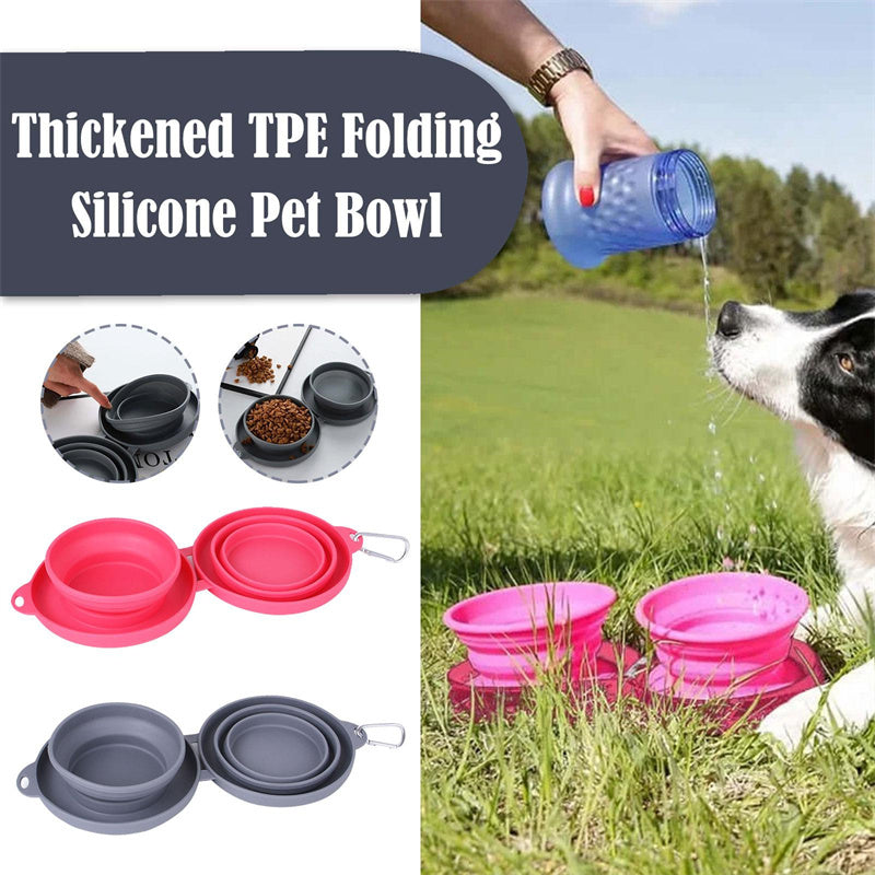 Foldable Double Pet Bowl – Portable Rubber Feeding Dish for Dogs & Cats