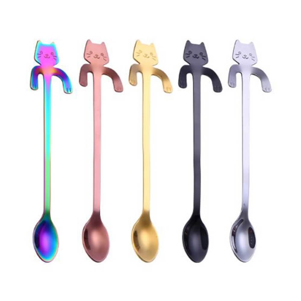 304 Stainless Steel Cat Spoon – Cute Hanging Coffee & Tea Spoon with Cartoon Handle