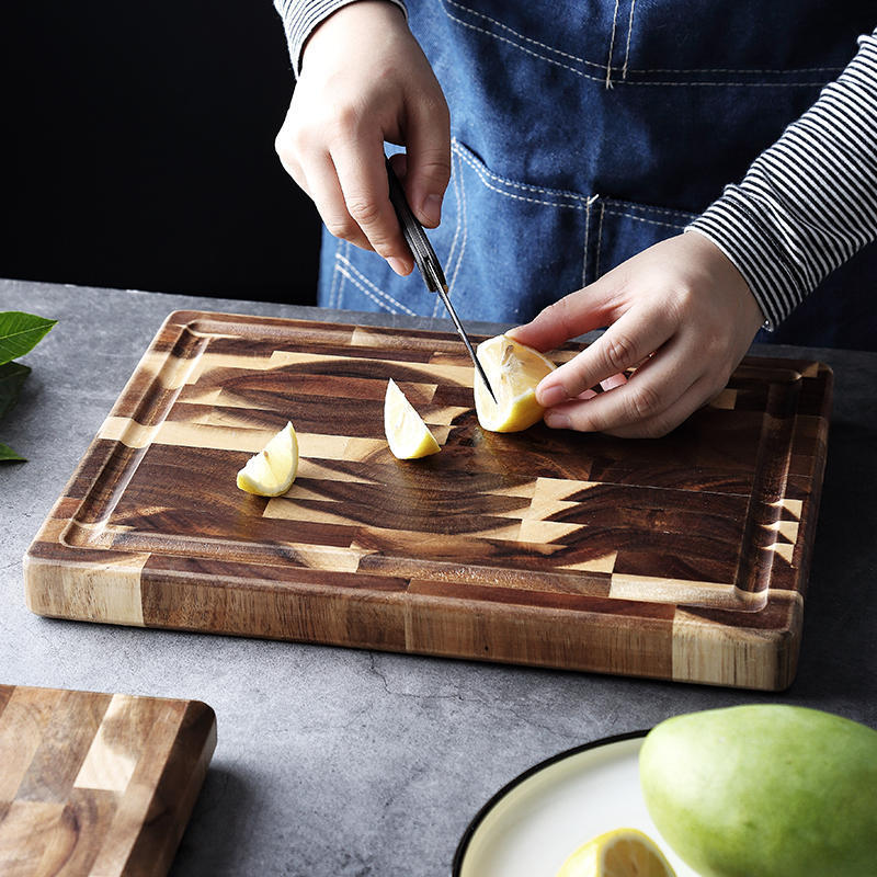 Solid Wood Cutting Board – Durable Parquet Design for Kitchen & Food Prep