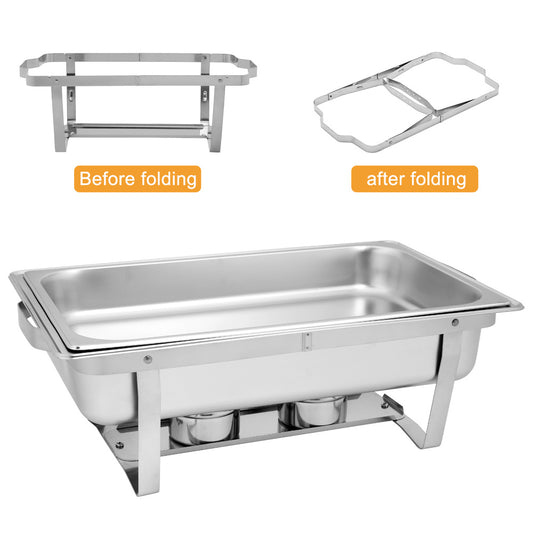 2PCS Stainless Steel 9L Buffet Chafing Dishes – Rectangular Catering Warmer Set for Parties & Events