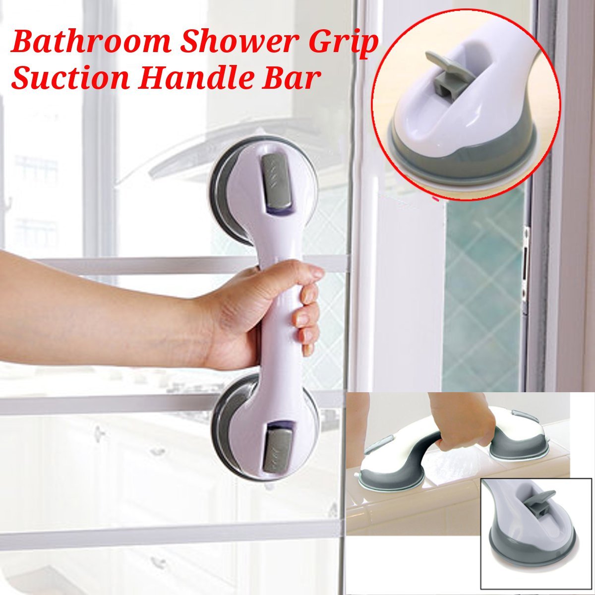 Suction Cup Bathroom Handrail – Anti-Skid Safety Grab Bar for Shower & Bathtub