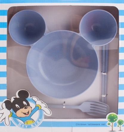 Children's Wheat Straw Dinnerware Set – Cute Mickey Bowl, Fork, Spoon & Chopsticks | Eco-Friendly Gift Set