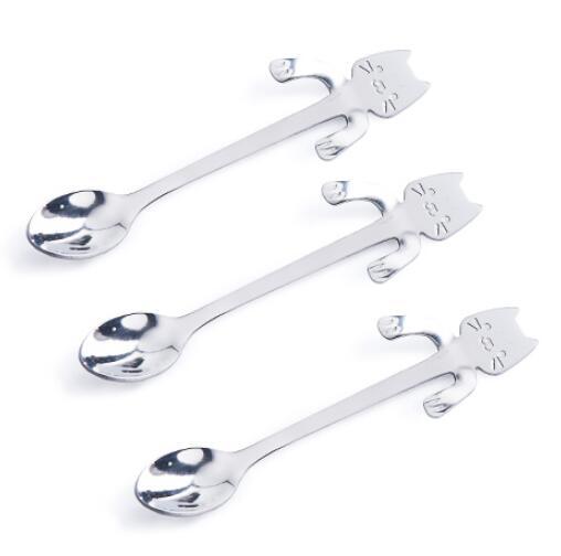 304 Stainless Steel Cat Spoon – Cute Hanging Coffee & Tea Spoon with Cartoon Handle