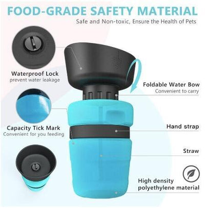 Portable Dog Water Bottle – Foldable Pet Travel Dispenser for Outdoor Adventures