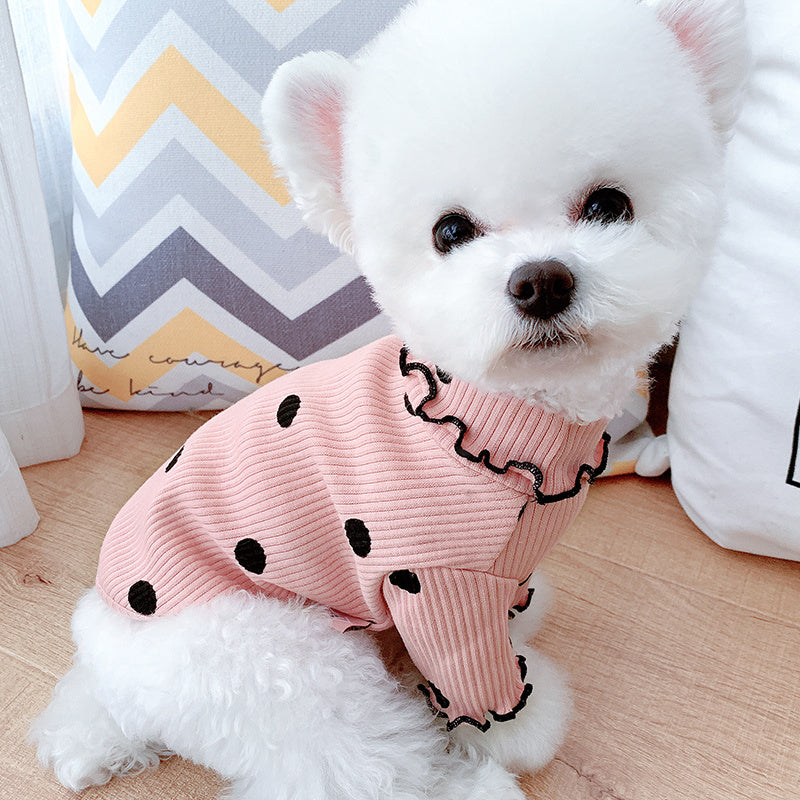 Dot Turtleneck Dog Shirt – Stylish & Cozy Bottoming Layer for Pets