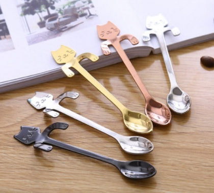 304 Stainless Steel Cat Spoon – Cute Hanging Coffee & Tea Spoon with Cartoon Handle