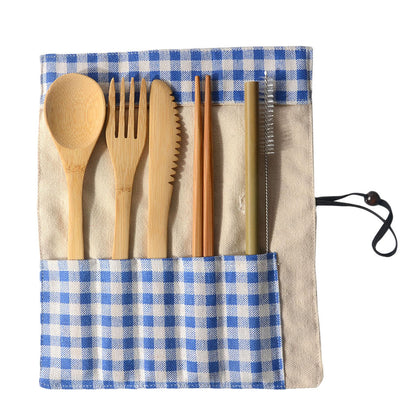 Portable Bamboo Tableware Set – Eco-Friendly 6-Piece Travel Cutlery for Dining On-the-Go