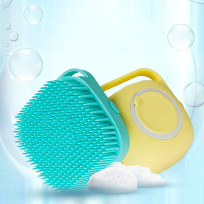 Soft Silicone Pet Bath Brush – 2-in-1 Dog & Cat Scrubber with Shampoo Dispenser for Grooming & Deshedding