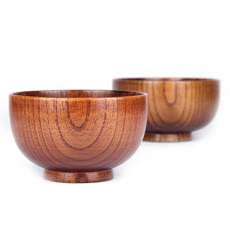 Japanese-Style Wooden Bowl – Perfect for Rice, Soup & Salad | Eco-Friendly Tableware for Home & Kids