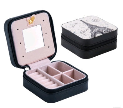 Portable Travel Jewelry Box – Small Leather Organizer for Earrings & Accessories