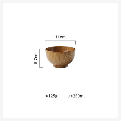 Japanese-Style Wooden Bowl – Perfect for Rice, Soup & Salad | Eco-Friendly Tableware for Home & Kids