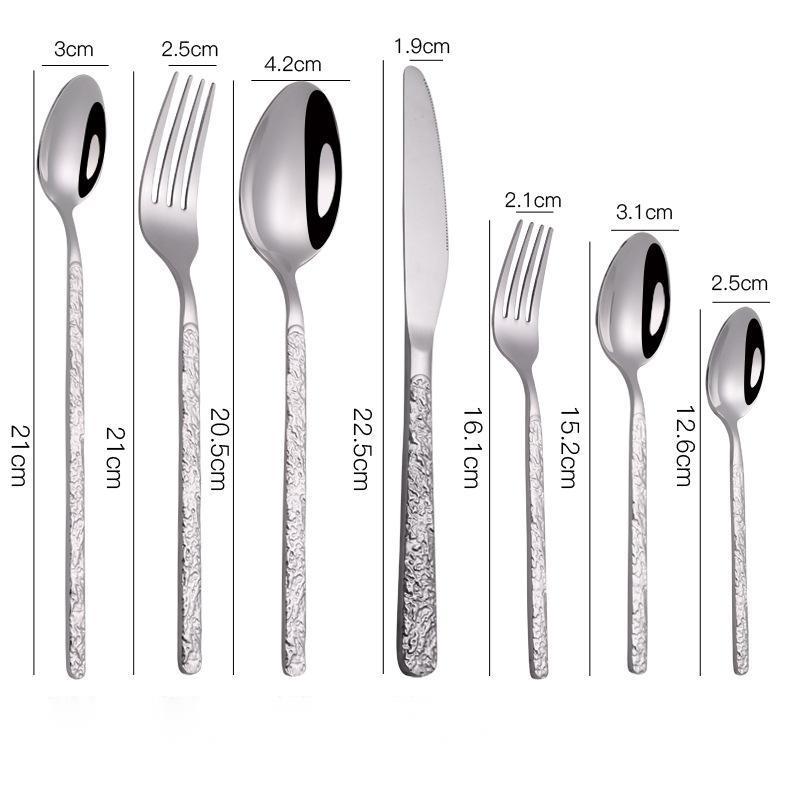 Embossed Textured Handle Steak Cutlery – Elegant Western Style Knife & Fork Set