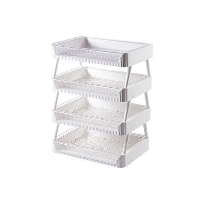 Kitchen Folding Storage Rack – Stackable Space-Saving Organizer with Draining Basket for Fruits & Vegetables