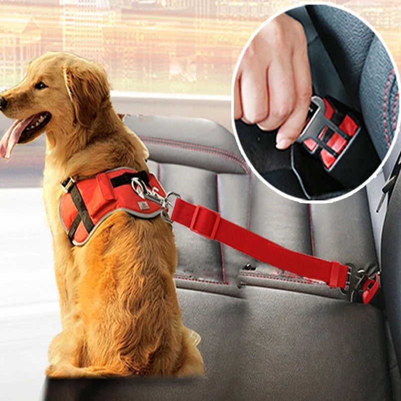 Adjustable Pet Car Seat Belt – Safety Harness Clip for Dogs & Cats in Vehicles