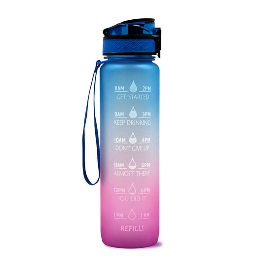 1L Tritan Motivational Water Bottle – Time Marker, Leakproof, Bounce Cover for Sports & Fitness