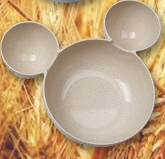 Children's Wheat Straw Dinnerware Set – Cute Mickey Bowl, Fork, Spoon & Chopsticks | Eco-Friendly Gift Set