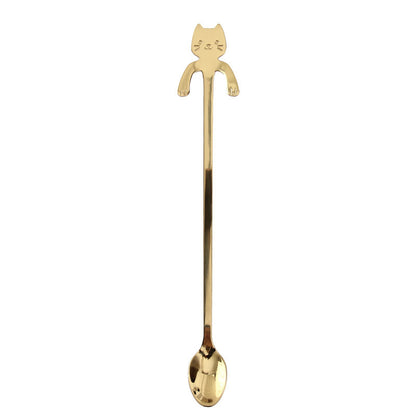 304 Stainless Steel Cat Spoon – Cute Hanging Coffee & Tea Spoon with Cartoon Handle