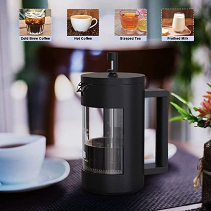 French Press Coffee Maker – BPA-Free Glass & Plastic Coffee Press for Home & Camping (12oz & 21oz)