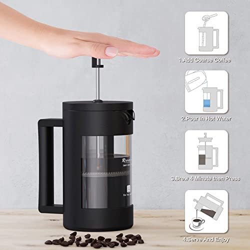 French Press Coffee Maker – BPA-Free Glass & Plastic Coffee Press for Home & Camping (12oz & 21oz)