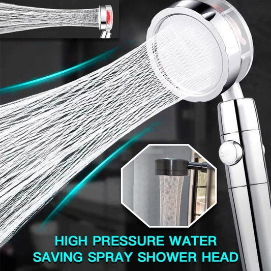 Turbocharged Propeller Shower Head – High-Pressure Handheld Nozzle with Stop Button & Cotton Filter