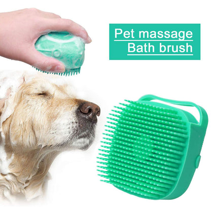 Pet Shampoo Brush & Massager – Soft Silicone Bathing Scrubber for Dogs & Cats