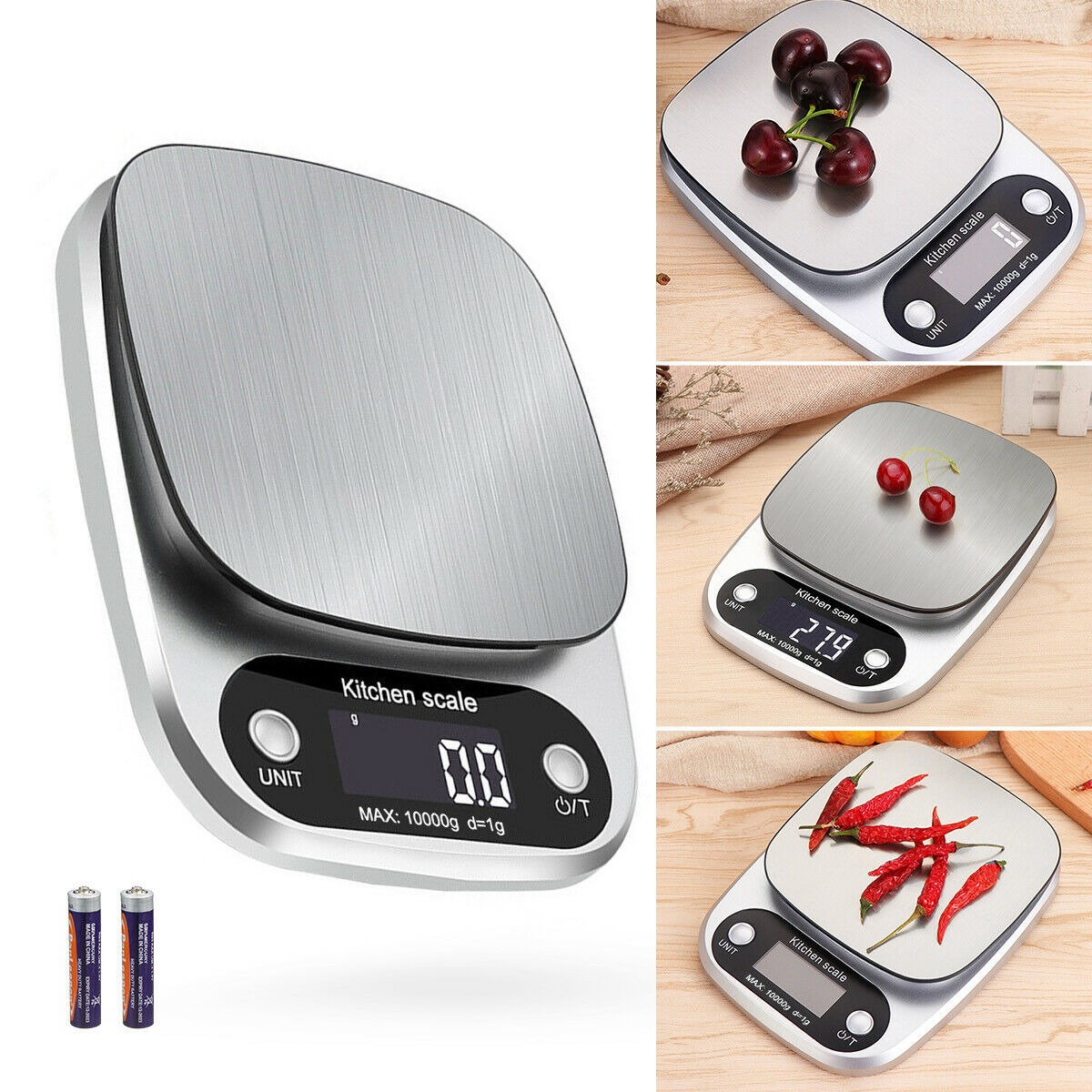 Digital Kitchen Scale – 22lb/1g High-Precision Stainless Steel Food & Postal Weighing Scale for Cooking & Baking