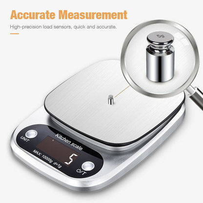 Digital Kitchen Scale – 22lb/1g High-Precision Stainless Steel Food & Postal Weighing Scale for Cooking & Baking