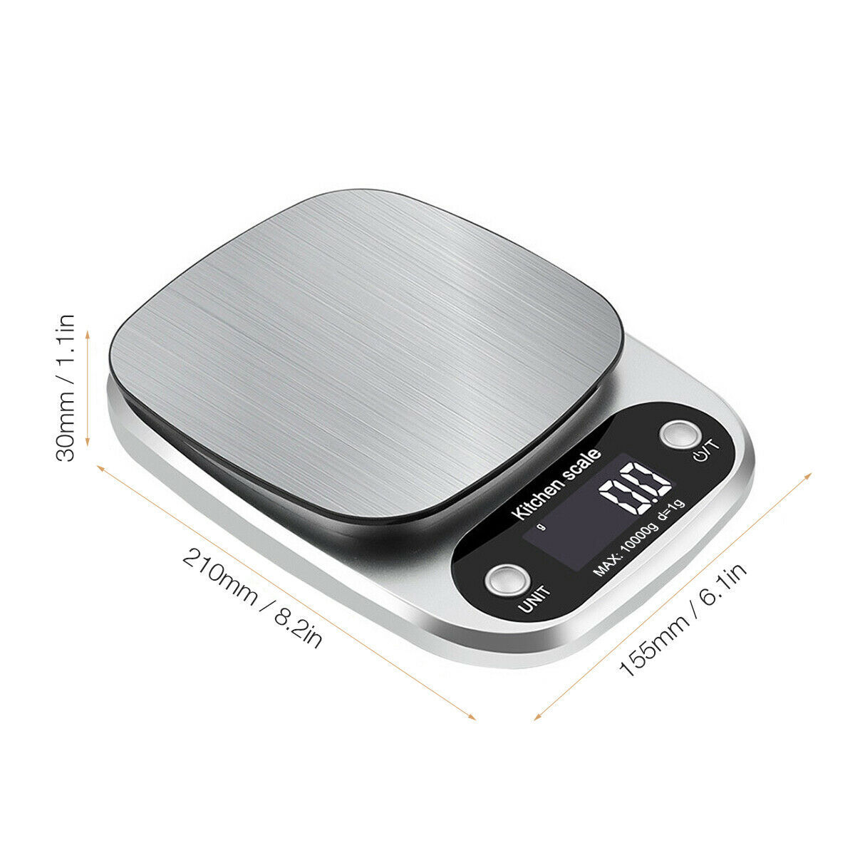 Digital Kitchen Scale – 22lb/1g High-Precision Stainless Steel Food & Postal Weighing Scale for Cooking & Baking