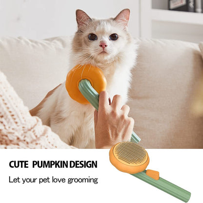 Pumpkin Self-Cleaning Slicker Brush – Gentle Grooming Tool for Cats, Dogs & Rabbits