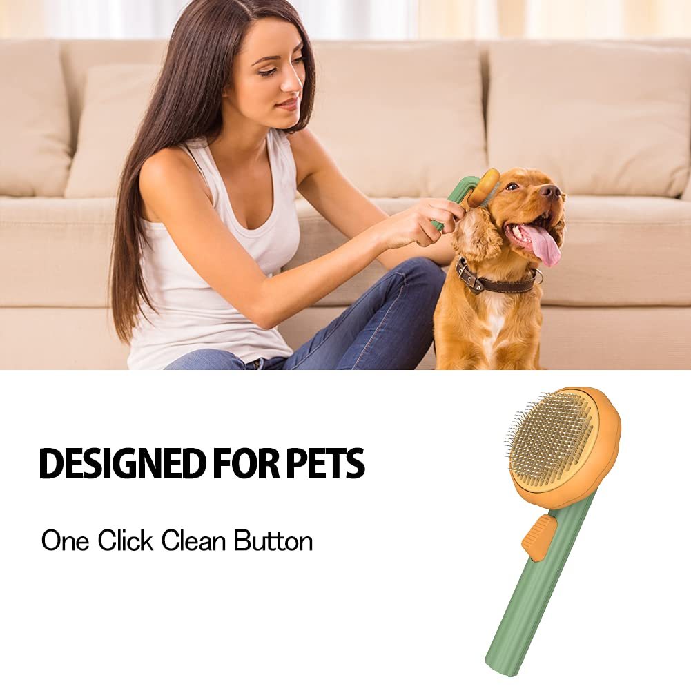 Pumpkin Self-Cleaning Slicker Brush – Gentle Grooming Tool for Cats, Dogs & Rabbits