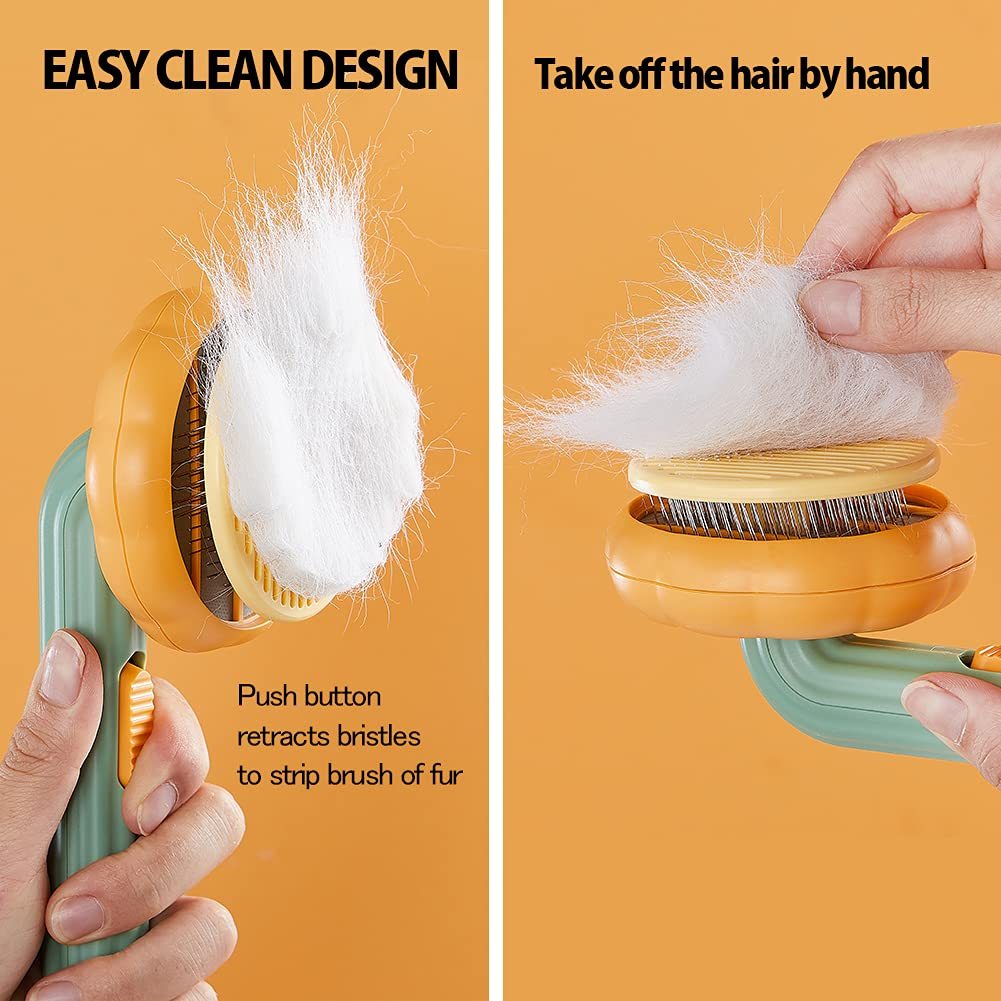 Pumpkin Self-Cleaning Slicker Brush – Gentle Grooming Tool for Cats, Dogs & Rabbits