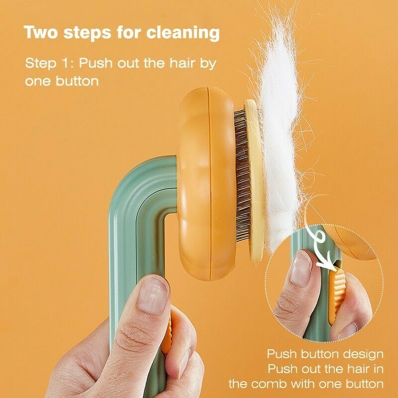 Pumpkin Self-Cleaning Slicker Brush – Gentle Grooming Tool for Cats, Dogs & Rabbits