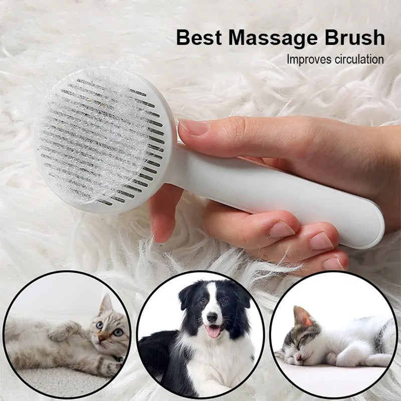 Self-Cleaning Slicker Brush – Stainless Steel Pet Grooming Tool for Cats & Dogs