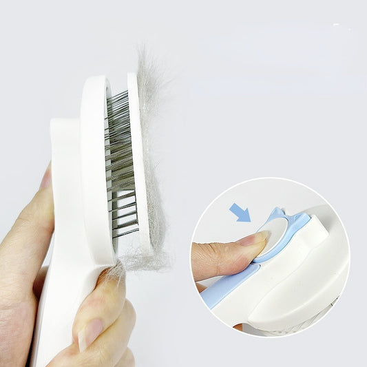 Self-Cleaning Slicker Brush – Stainless Steel Pet Grooming Tool for Cats & Dogs