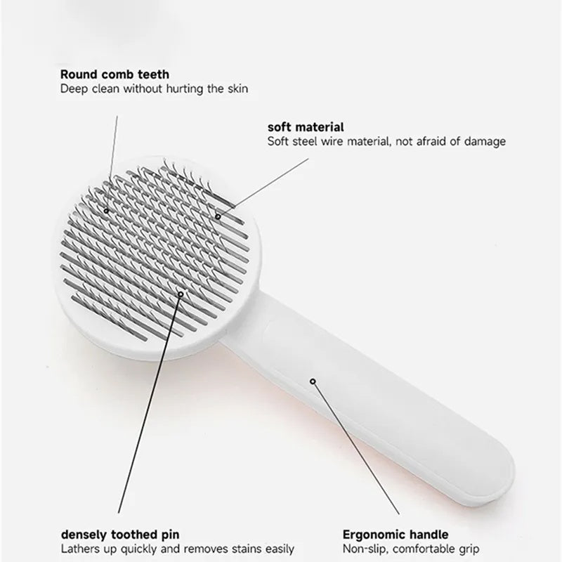 Self-Cleaning Slicker Brush – Stainless Steel Pet Grooming Tool for Cats & Dogs