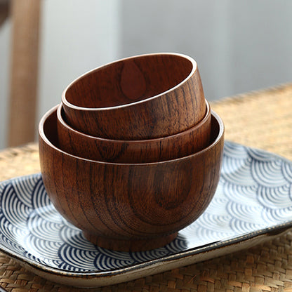 Japanese-Style Wooden Bowl – Perfect for Rice, Soup & Salad | Eco-Friendly Tableware for Home & Kids