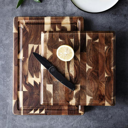 Solid Wood Cutting Board – Durable Parquet Design for Kitchen & Food Prep