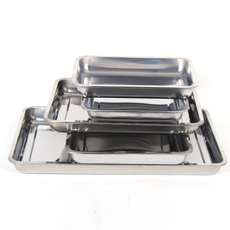 Stainless Steel Storage Trays – Thickened Square & Rectangular Pans for BBQ, Kitchen & Serving