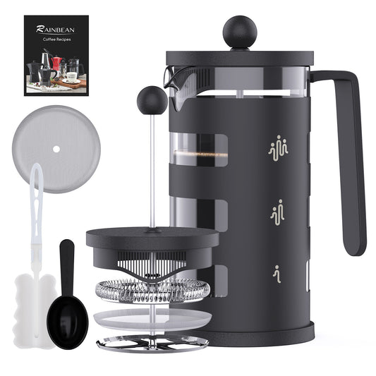 RAINBEAN French Press Coffee Maker – Easy-Clean, Heat-Resistant Borosilicate Glass