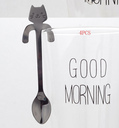 304 Stainless Steel Cat Spoon – Cute Hanging Coffee & Tea Spoon with Cartoon Handle