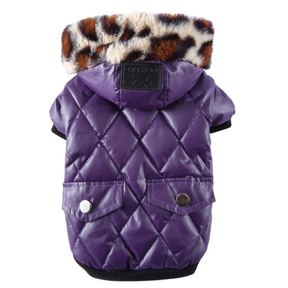 Winter Dog Coat with Fur Collar – Warm & Stylish Pet Clothing for Cold Weather