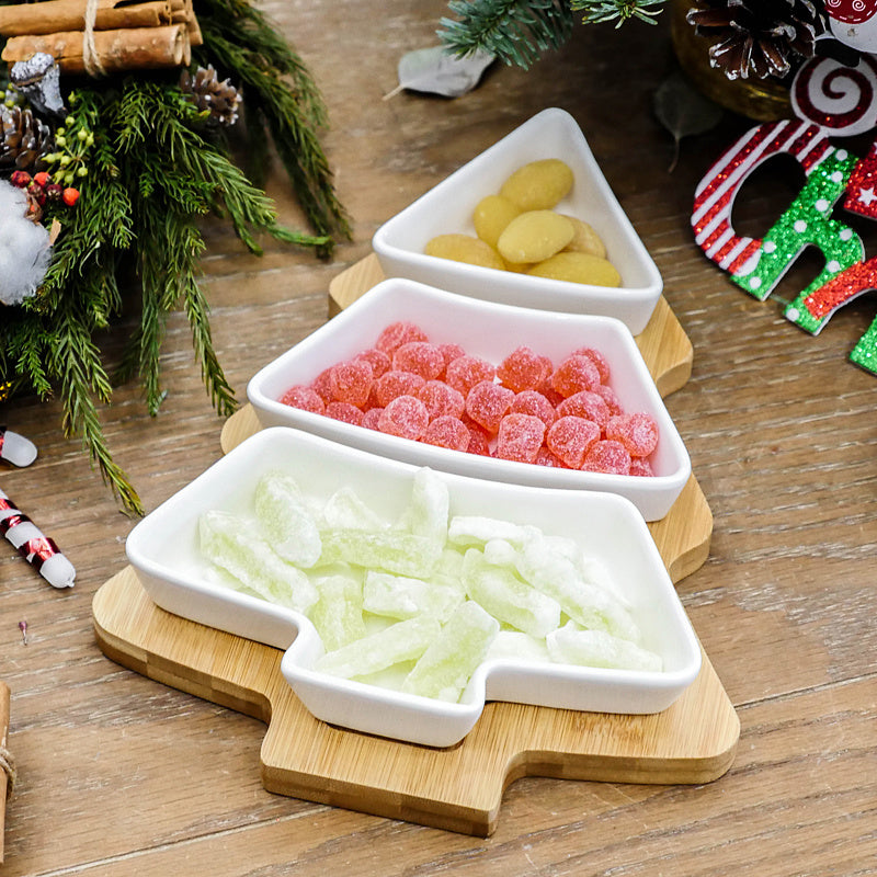 4Pcs Christmas Tree Ceramic Plates – Festive Holiday Dinnerware for Snacks & Desserts