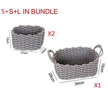 Handmade Cotton Rope Storage Box – Nordic Style Simple Basket