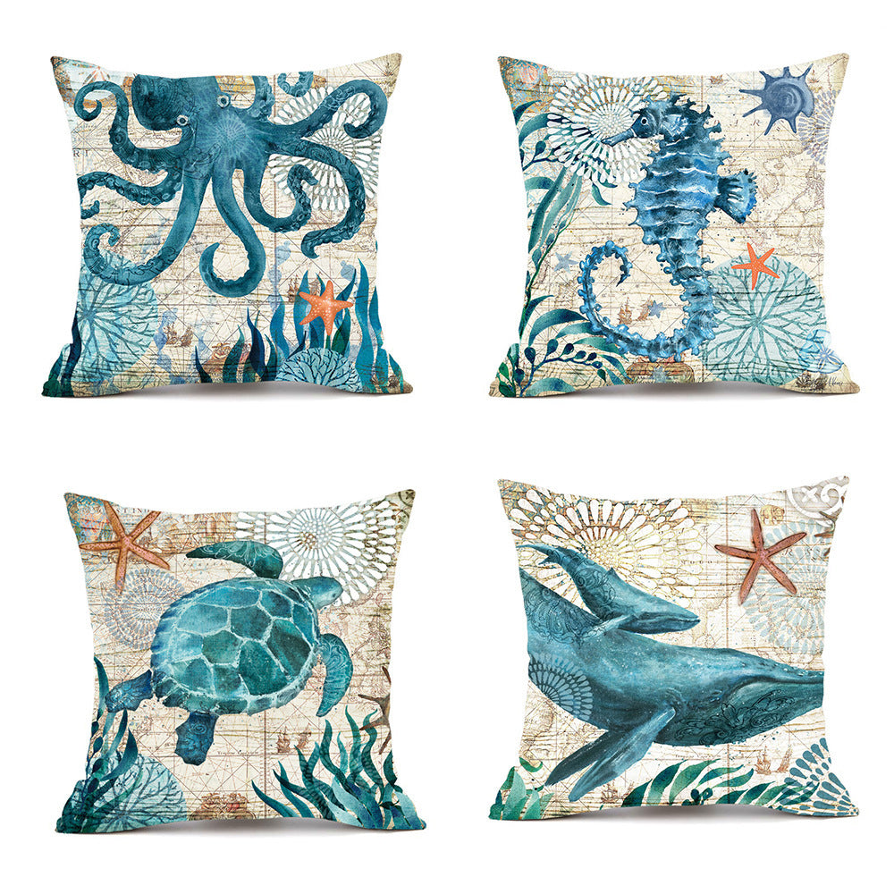 Sea Turtle Cushion Covers – Decorative Throw Pillow Cases for Sofa & Home Decor