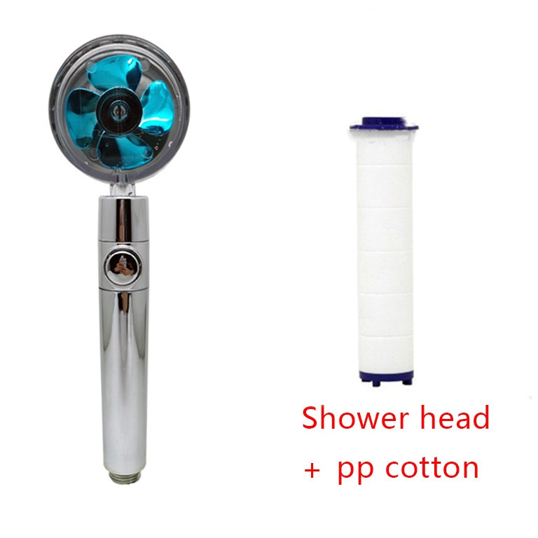 360° Rotating High-Pressure Shower Head – Water-Saving Spray Nozzle with Fan