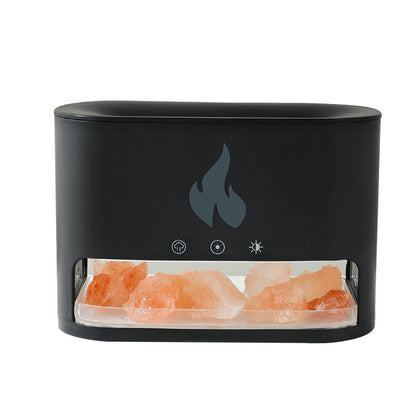 Flame Humidifier & Aromatherapy Diffuser – 3D Simulated Fire Effect with Crystal Salt Lamp