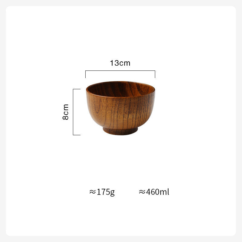 Japanese-Style Wooden Bowl – Perfect for Rice, Soup & Salad | Eco-Friendly Tableware for Home & Kids